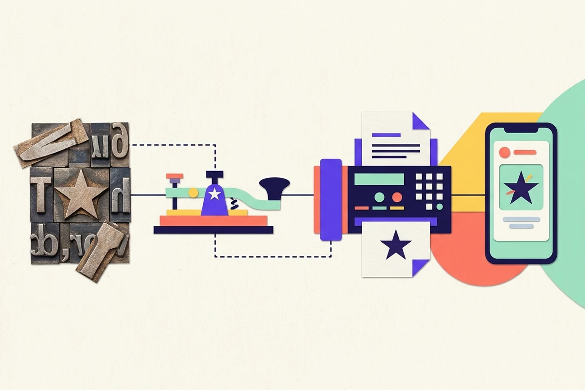 Editorial illustration for The History of Text Symbols and How They Became Popular