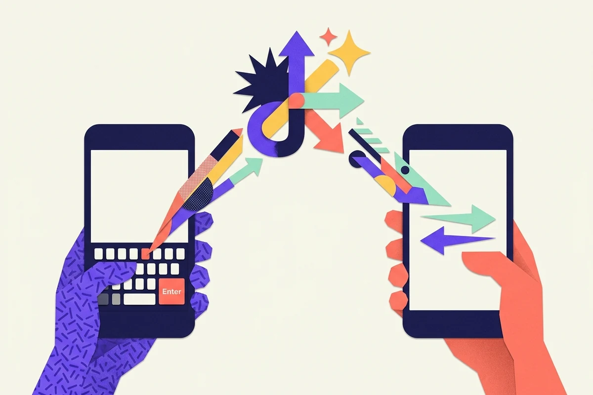 Editorial illustration for iOS vs Android for Typing Cool Symbols